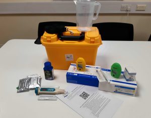 The water quality testing kits that will be used by volunteers