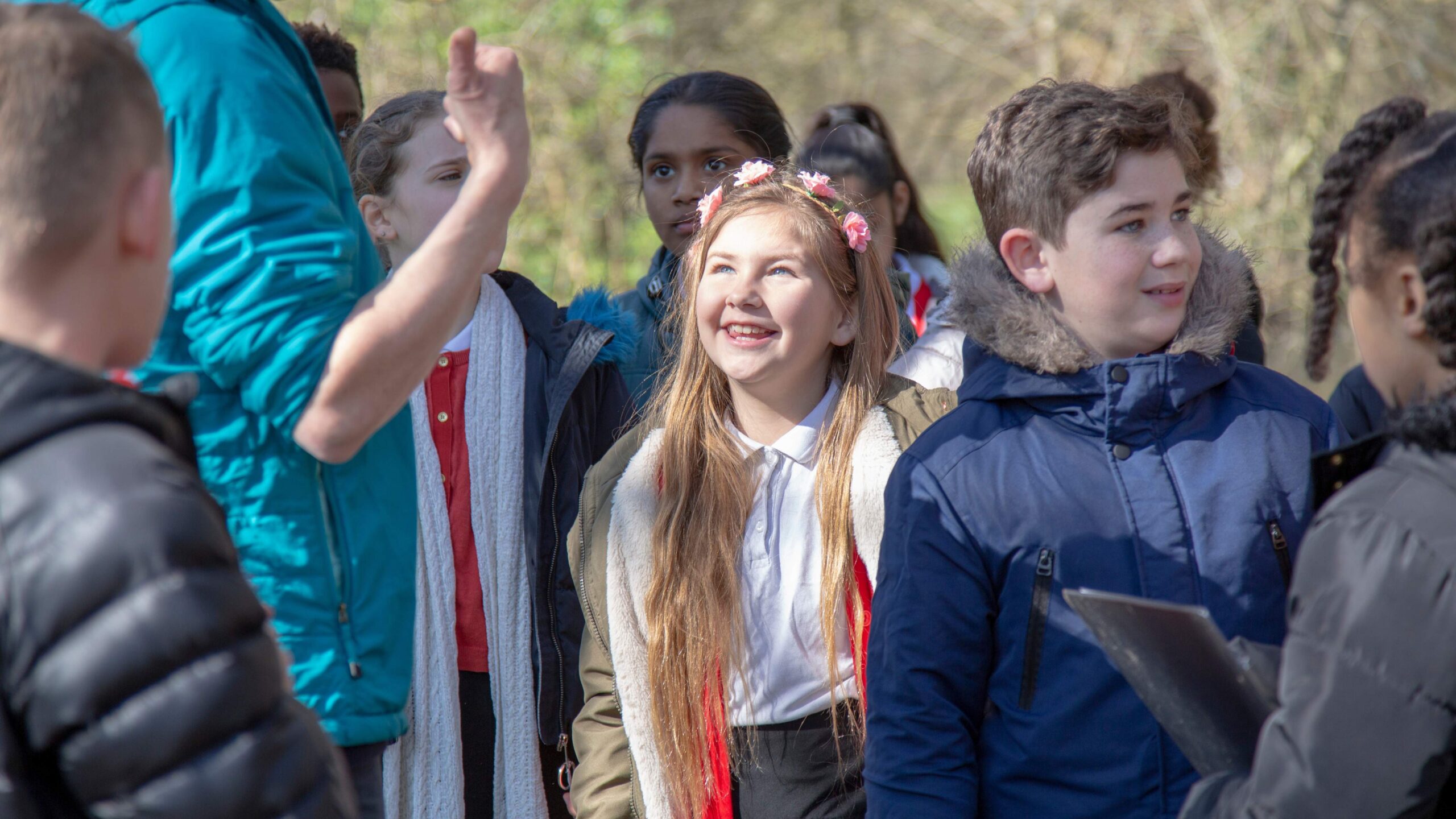 Children taking part in an Interactive Walk & Talk through Project Kingfisher