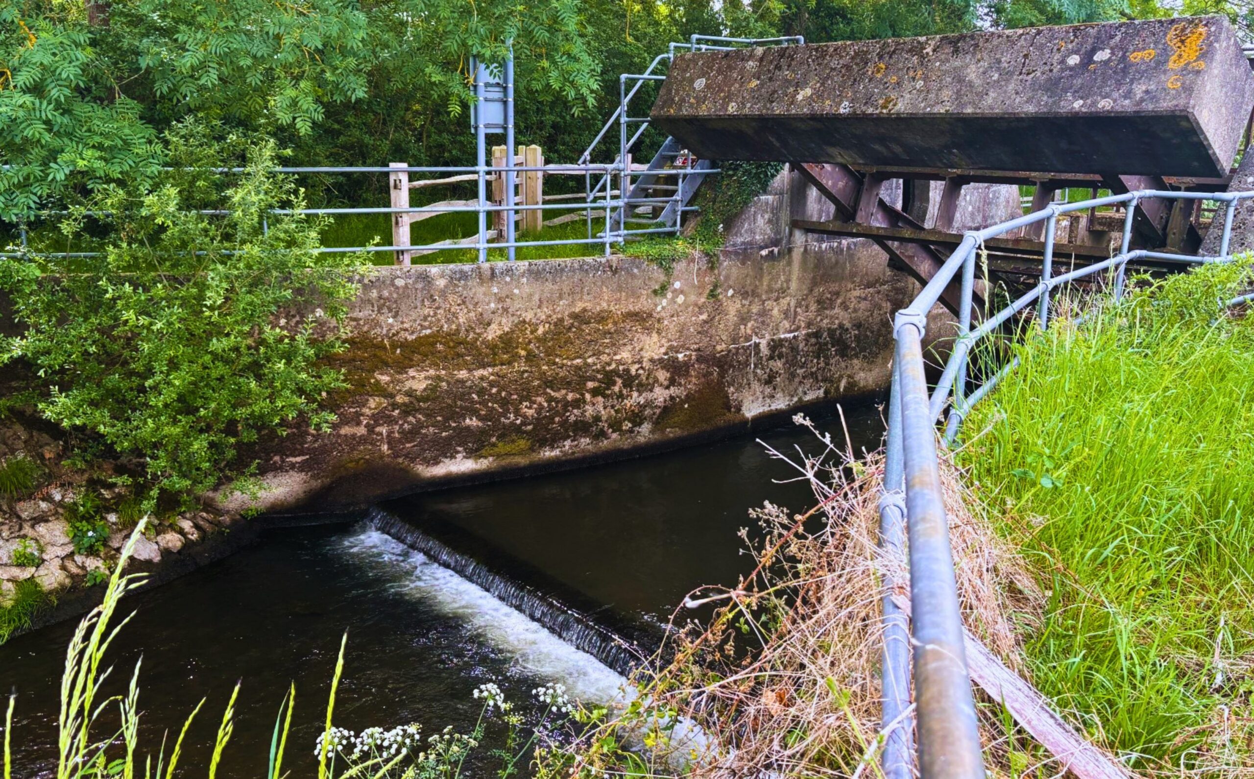 A weir on a river.